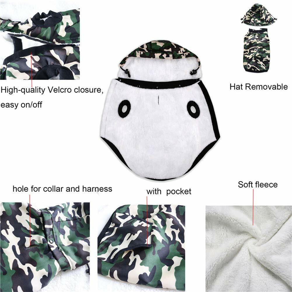 Miaododo Windproof Fleece Lined Dog Jacket Camouflage Size 5XL