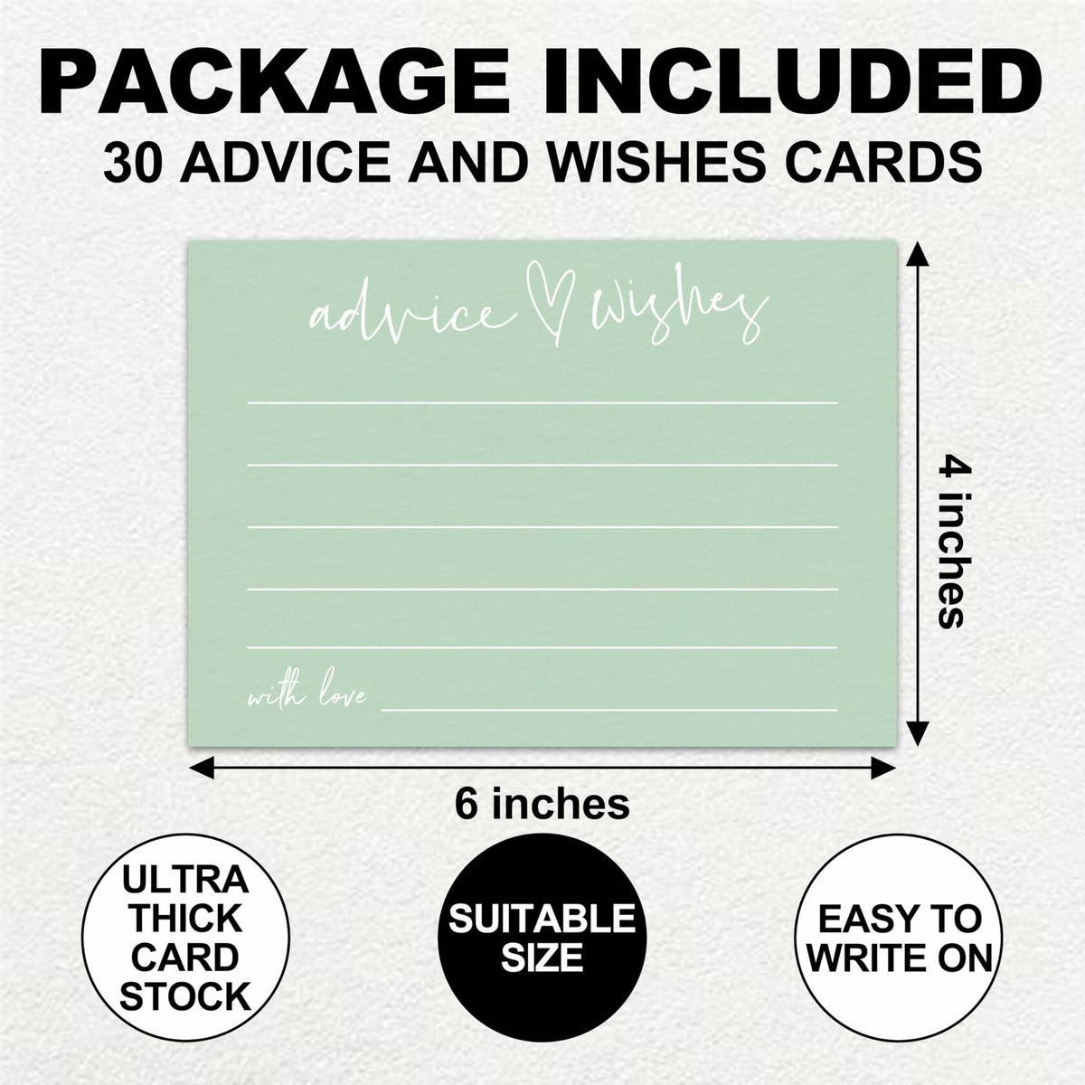Qoamp Wedding Advice Cards 4x6 Inches 30pcs White Minimalist Bridal Shower