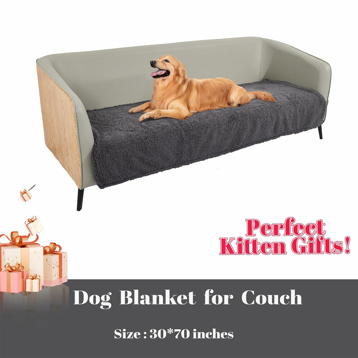 Waterproof Stuffed Dog Bed Cover Blanket Reversible Paw Print Grey 52x82