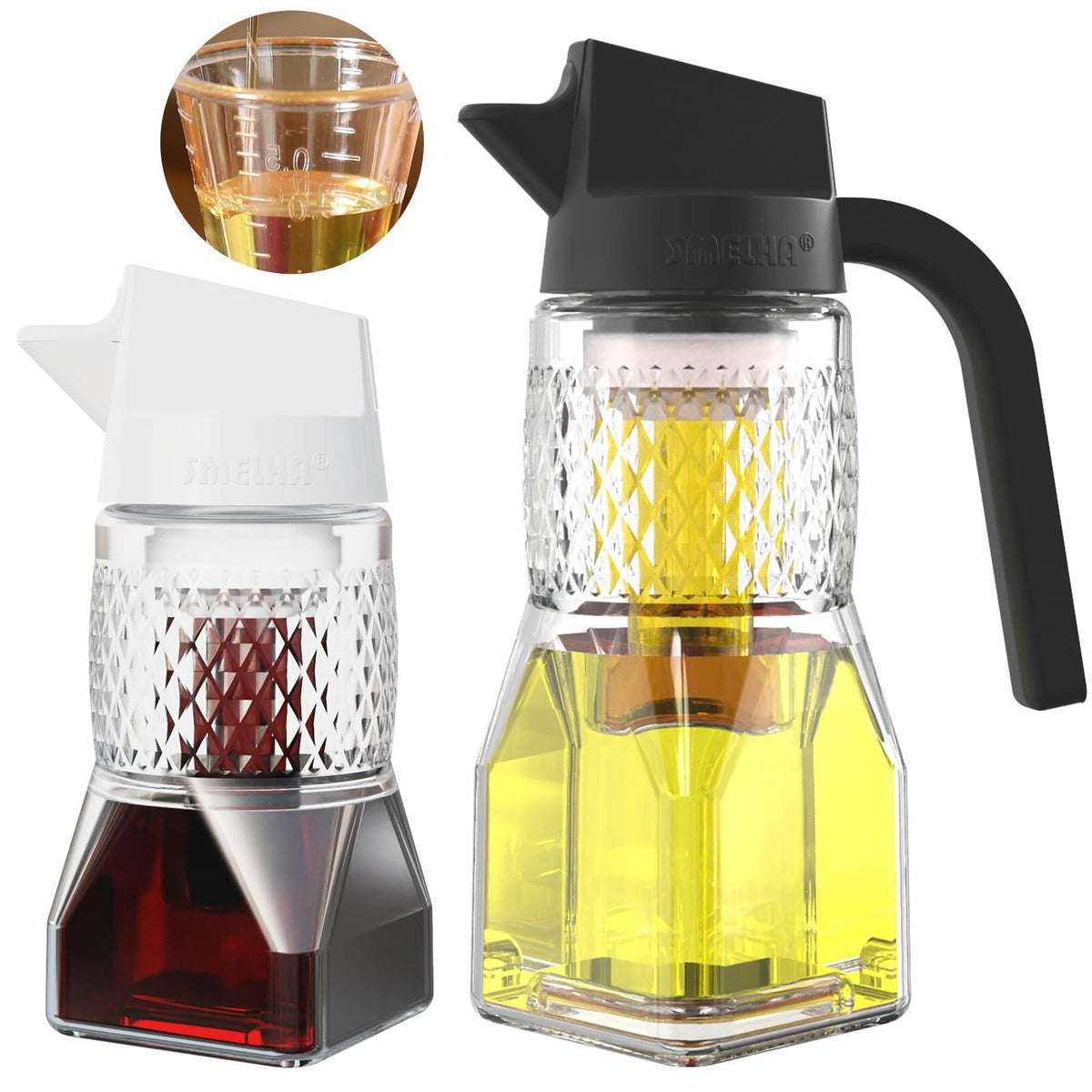 SMELHA Glass Olive Oil Dispenser Leakproof 9.2oz Clear Bottle