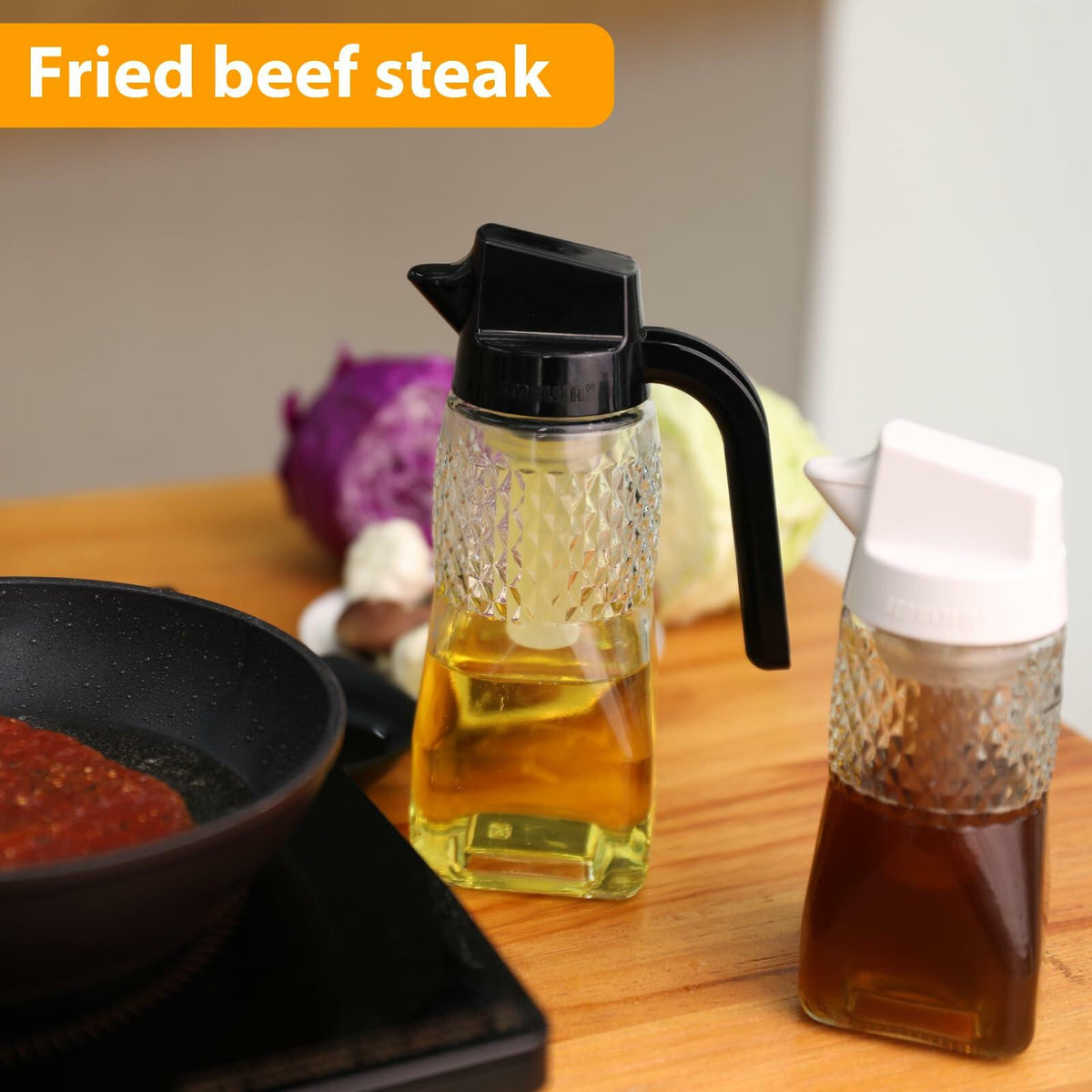 SMELHA Glass Olive Oil Dispenser Leakproof 9.2oz Clear Bottle