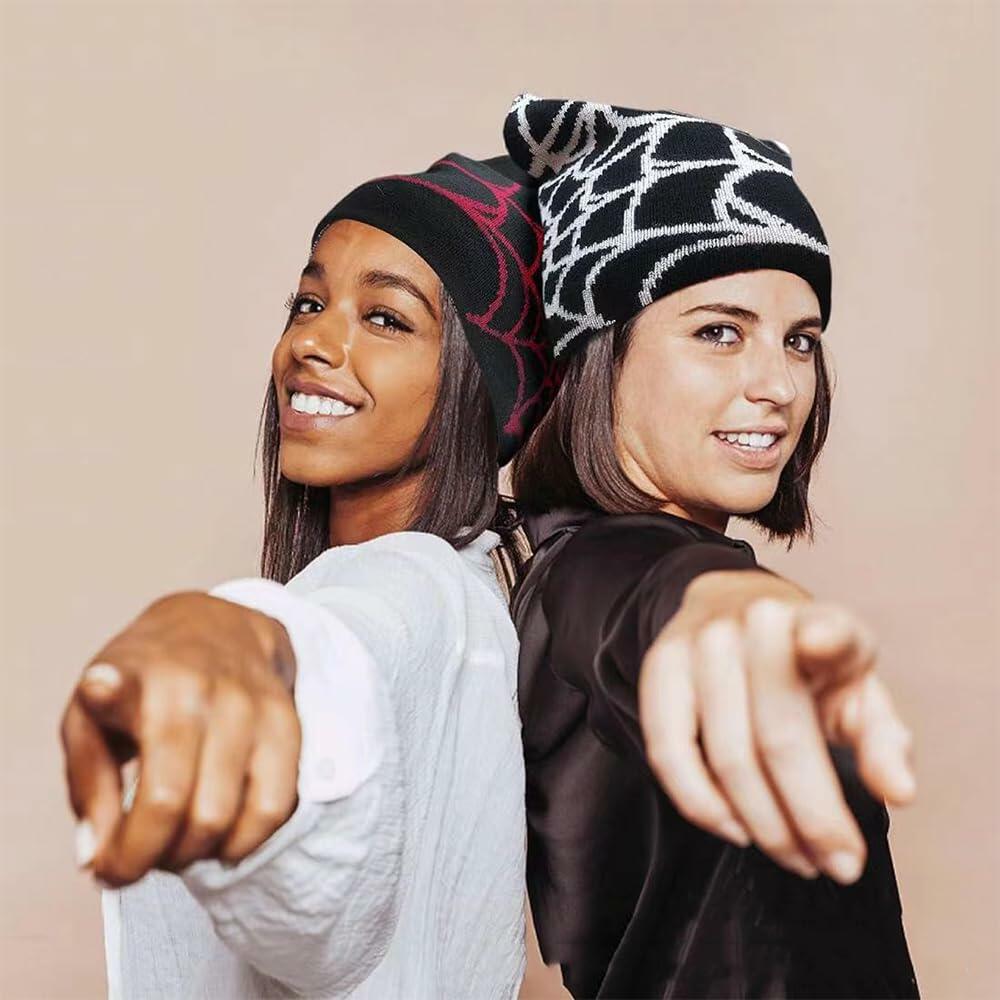 YUERFEILA Women Graphic Skull Beanie MEA Culpa Pink Red Acrylic