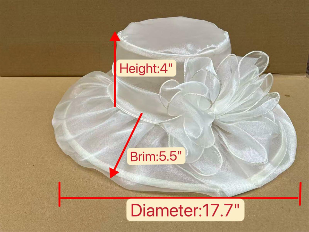 SAFERIN Women's Organza Church Bridal Wedding Hat Beige Bowknot TZ-3
