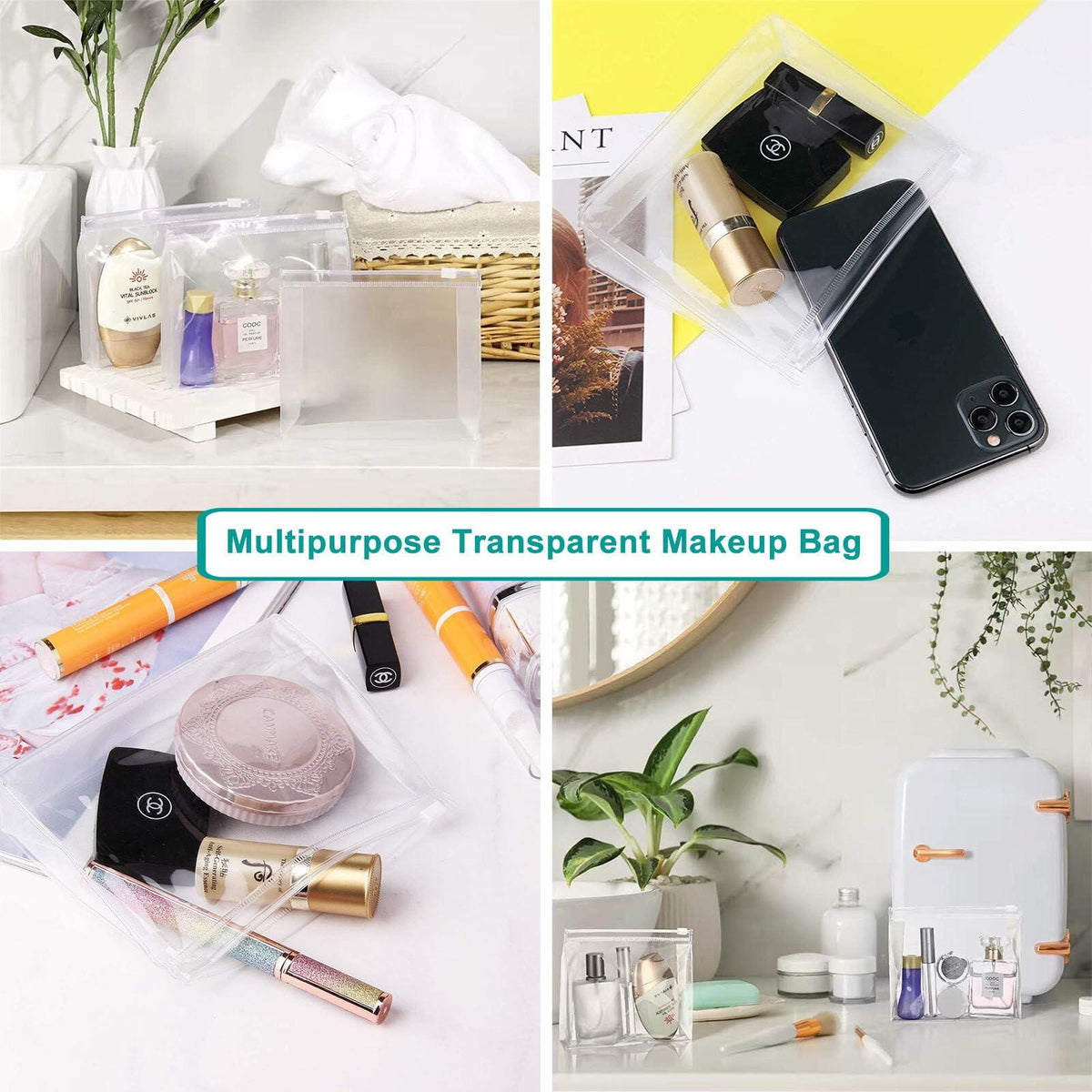PIYIENR Clear Makeup Bag Set 5 Pcs Large PVC Waterproof Transparent Organizer