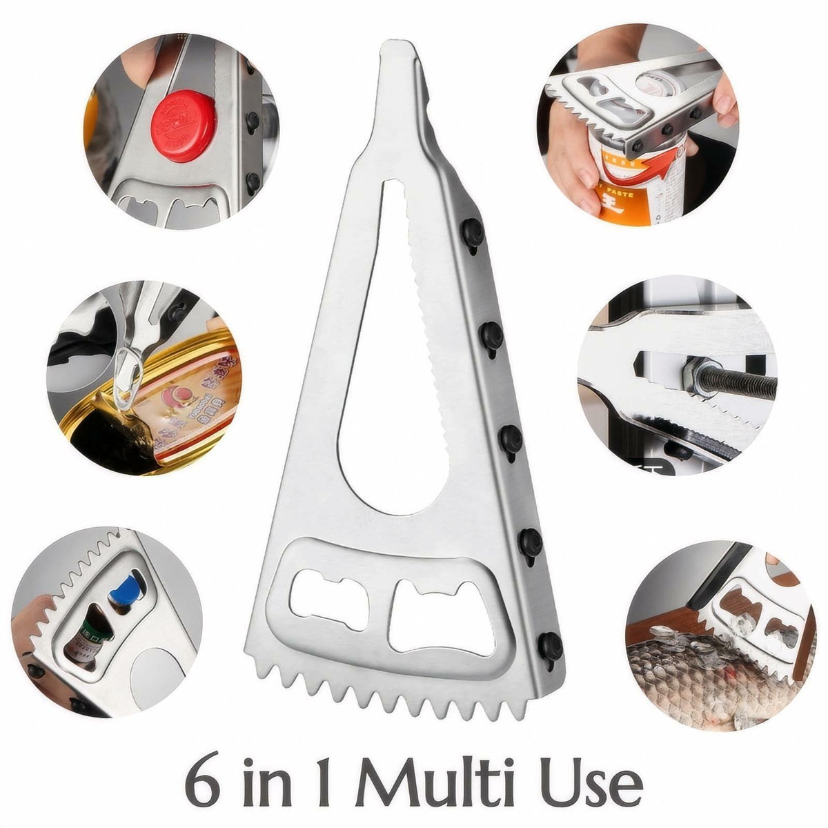 KINTEGOOD 6-in-1 Stainless Steel Bottle Opener Multi-Tool for Seniors