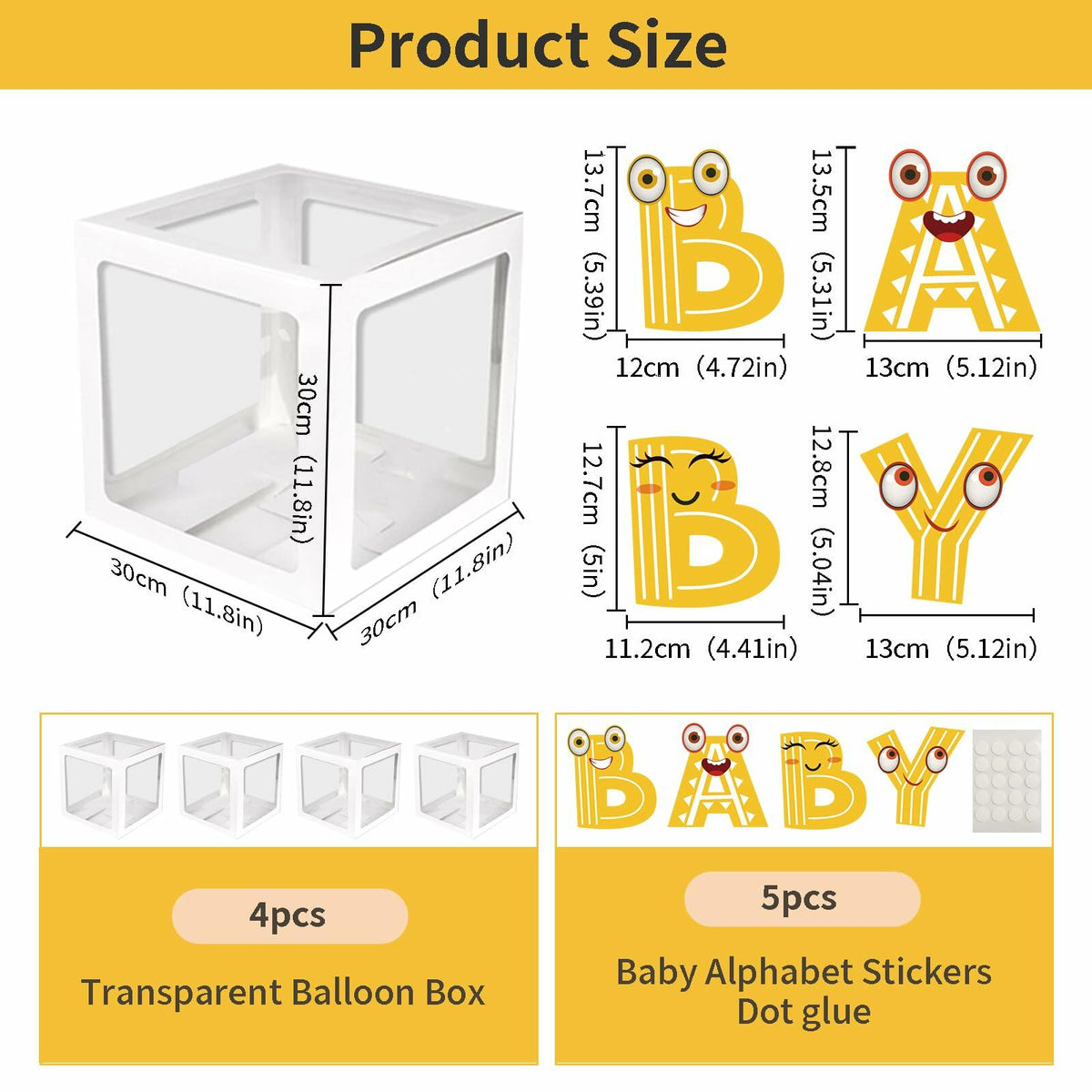Onteftshop Baby Boxes with Letters 4 Clear White Blocks Baby Shower