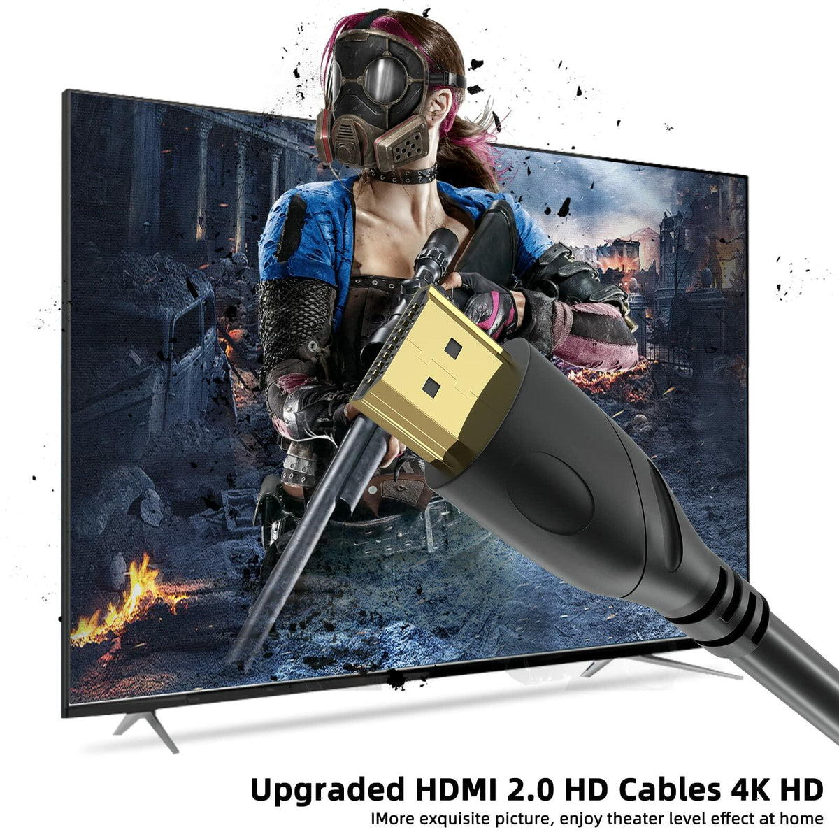 Jorenca HDMI 2.0 Cable 6ft Ultra High Speed 4K@60Hz Gold Plated Connector