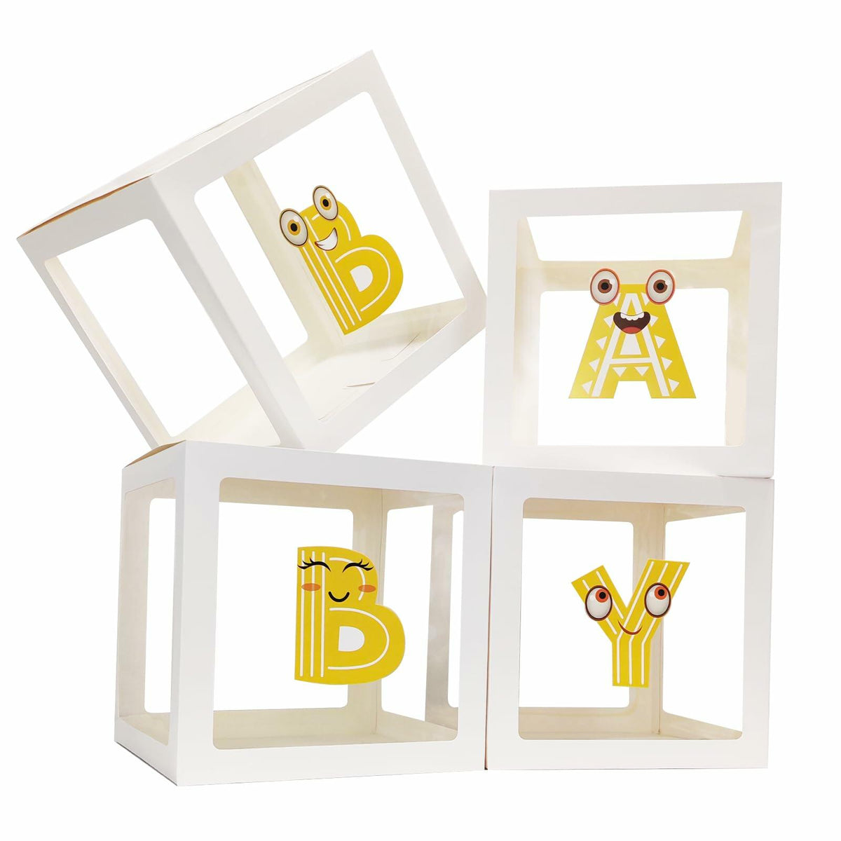 Onteftshop Baby Boxes with Letters 4 Clear White Blocks Baby Shower