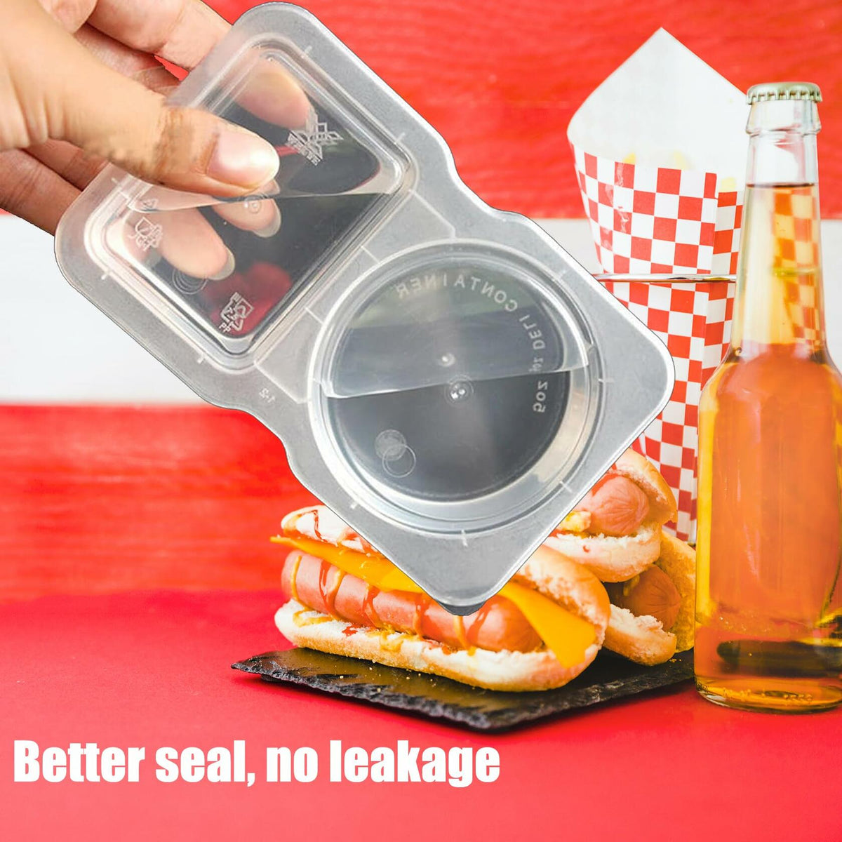 VOUKEN Double Compartment Snack Containers with Lids Transparent 10PCS