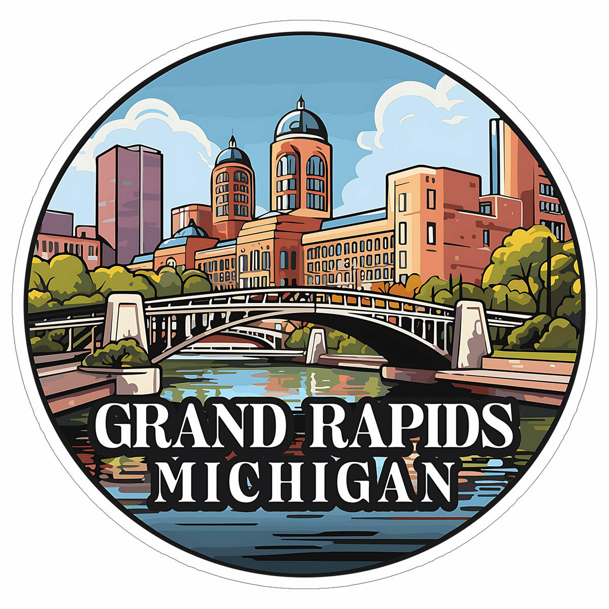 Grand Rapids Michigan 4in Waterproof Vinyl Sticker Decal Durable Aesthetic