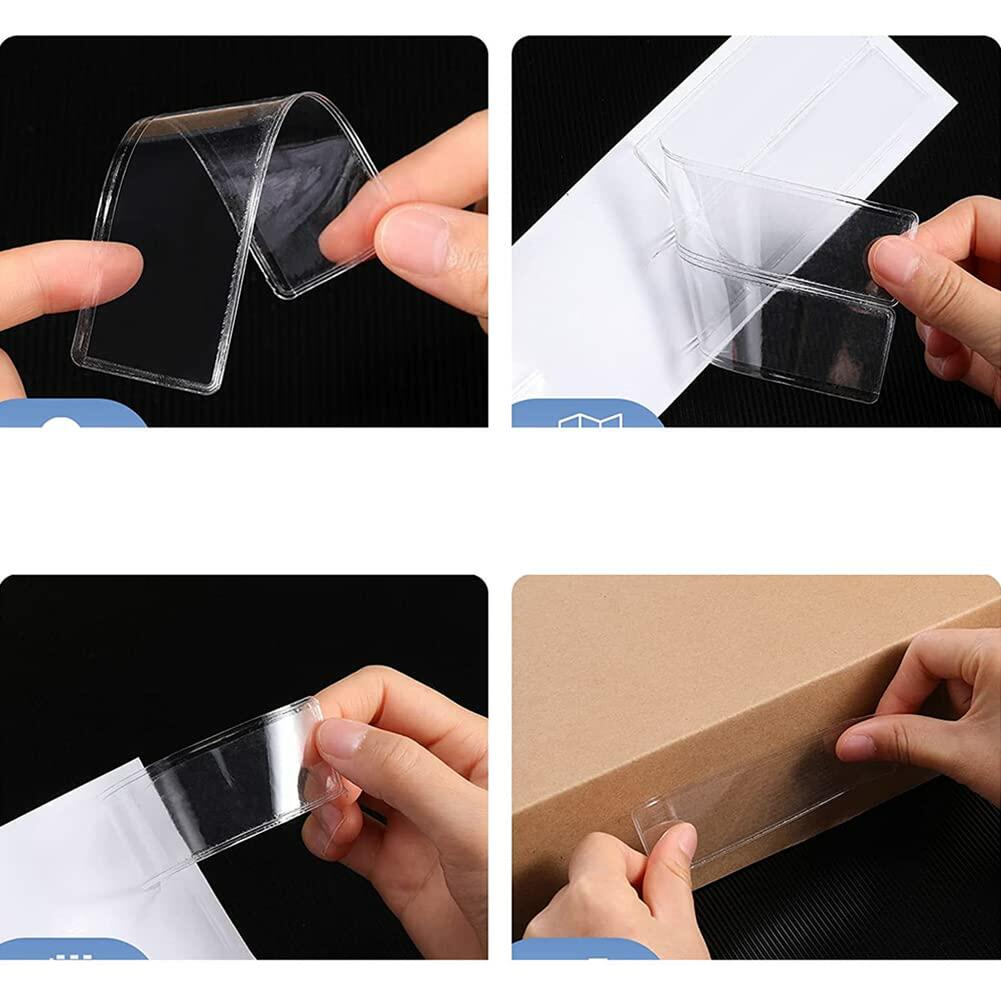 ccHuDE 48 Pcs Self Adhesive Clear Label Holders Shelf Tag Pockets