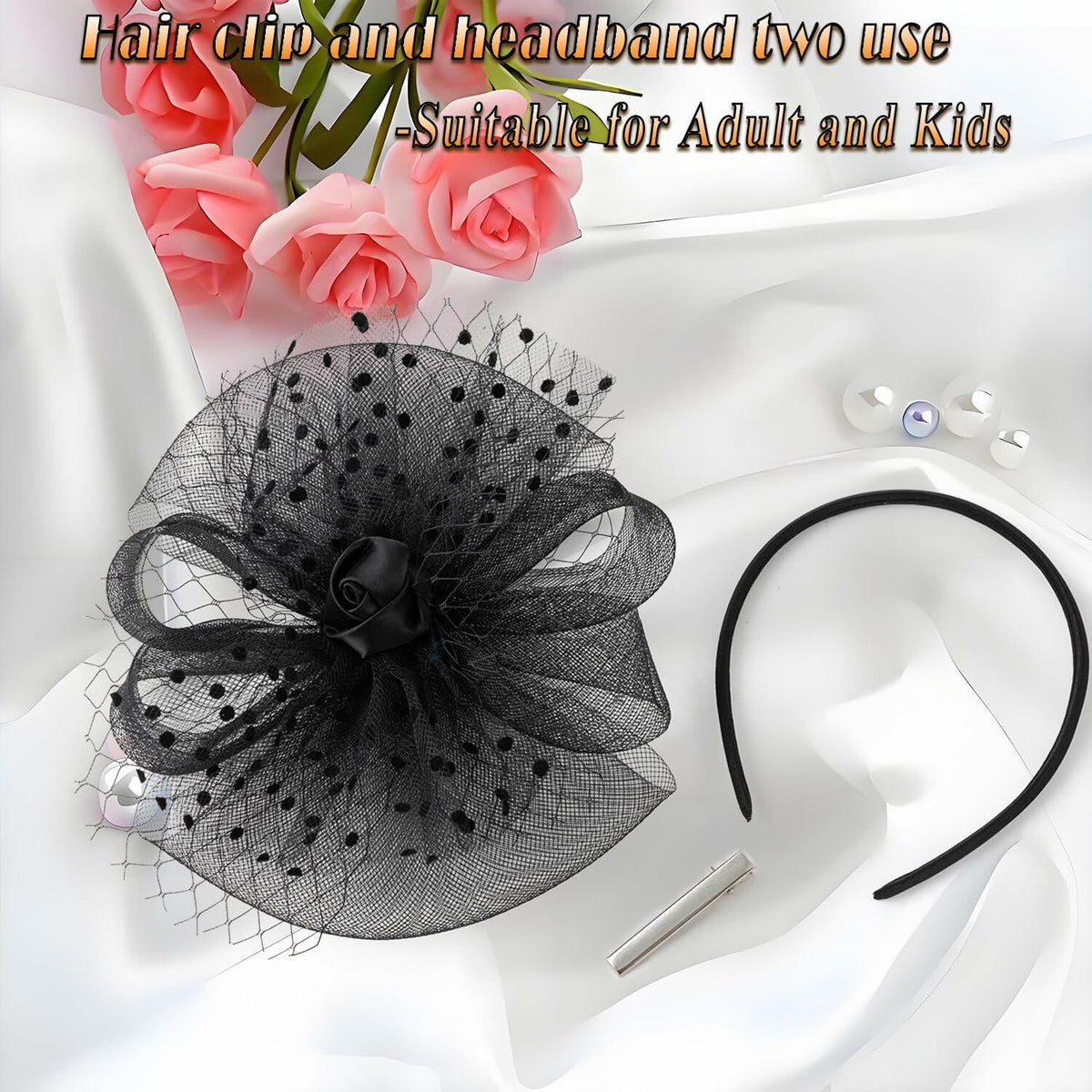 Unpifolov Fascinators Feather Headband Wedding Tea Party Black