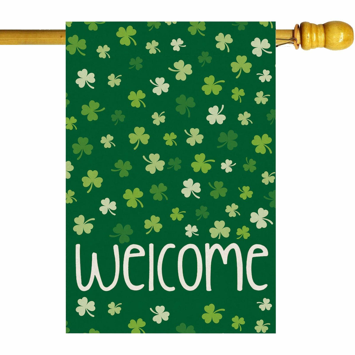 ZAEW St. Patrick's Day Shamrocks Burlap House Flag 28x40 Inch Green Double Sided