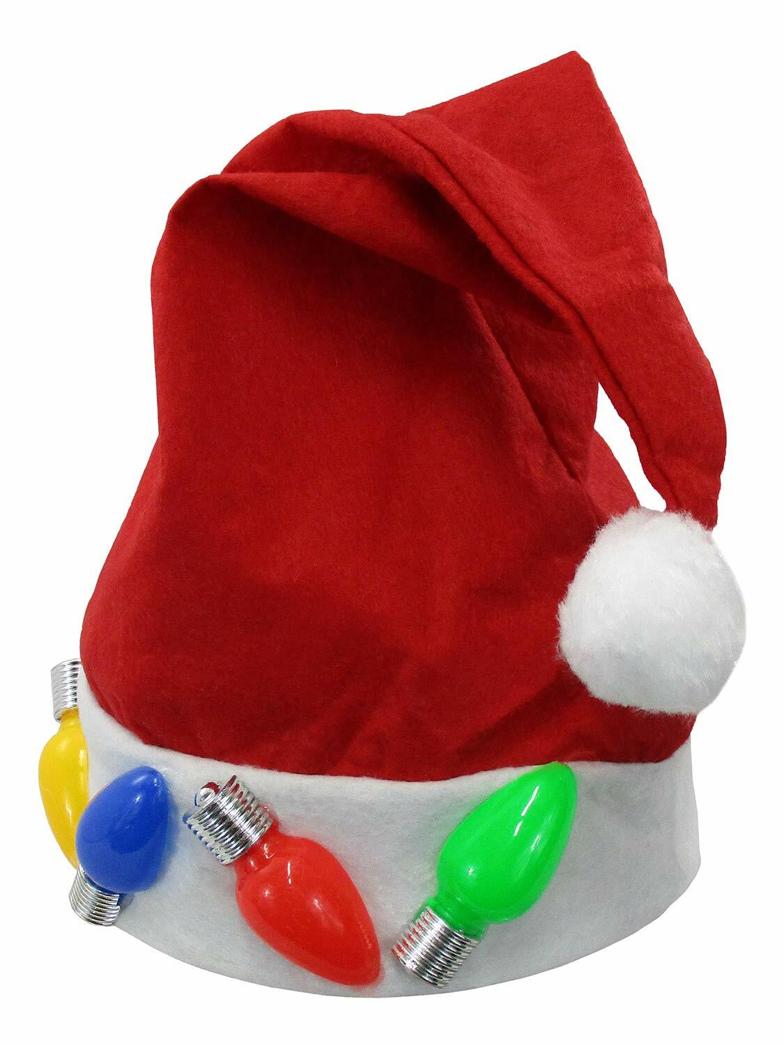 Nicky Bigs Novelties Adult Multi Color LED Light Up Santa Hat One Size