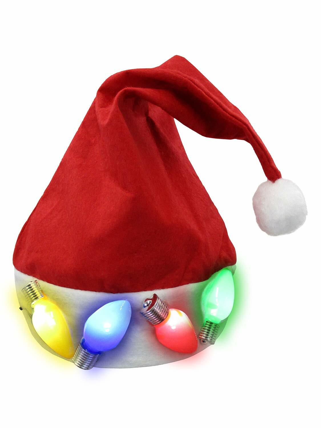 Nicky Bigs Novelties Adult Multi Color LED Light Up Santa Hat One Size