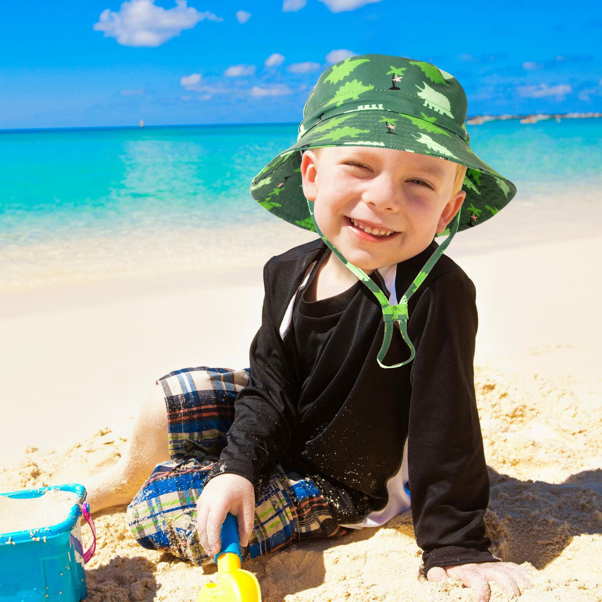 Fynnsure Baby Boy Sun Hat UPF 50+ Adjustable Bucket Hat Green Tree 0-6M