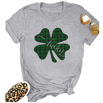 Gray St Pattys Day Shirt Women Lucky Clover Funny St Patrick's Day Tee XL