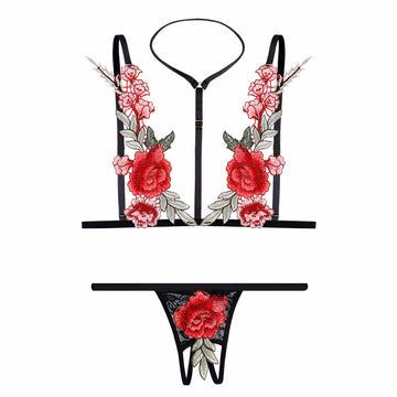 EASYLONGJEE Sexy Flower Lingerie Set 2 Piece Bra and Panty