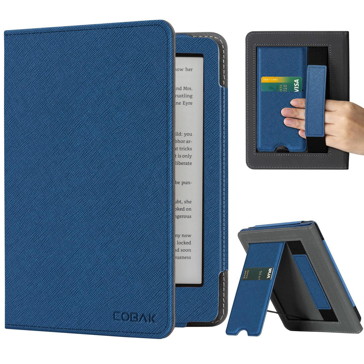 CoBak Kindle Paperwhite 11th Gen 6.8" PU Leather Case Stand Black
