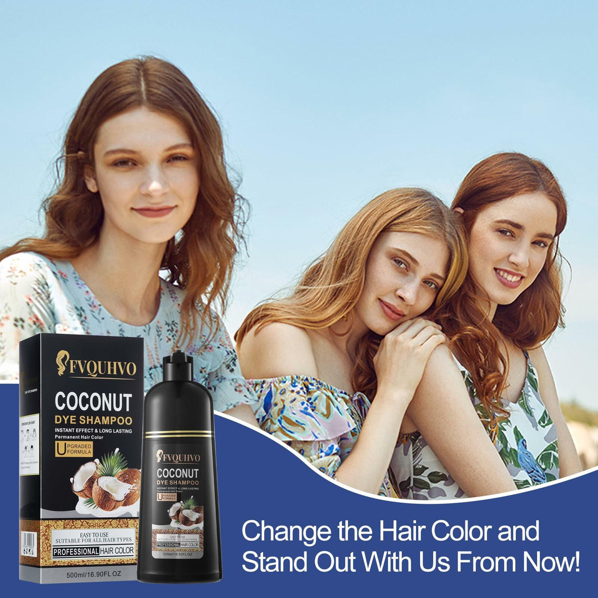 BestBy08/26 Hair Dye Shampoo 3-in-1 Coconut Oil Instant Color Cherry Brown