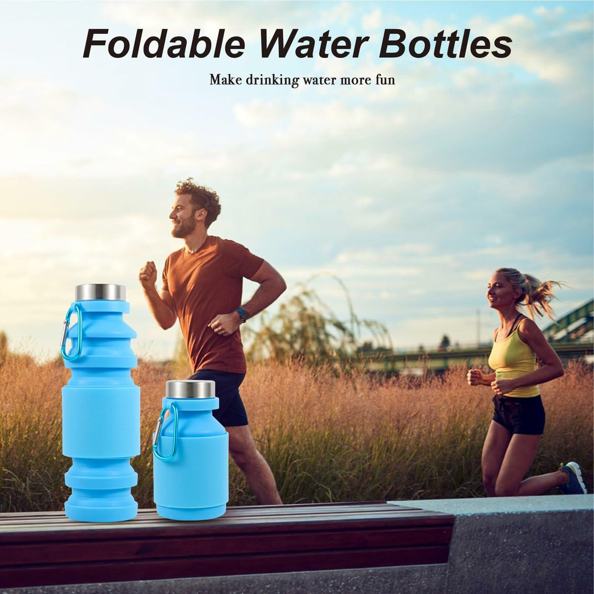 Mitour Collapsible Silicone Water Bottle Cup 650ml Foldable Reusable BPA Free
