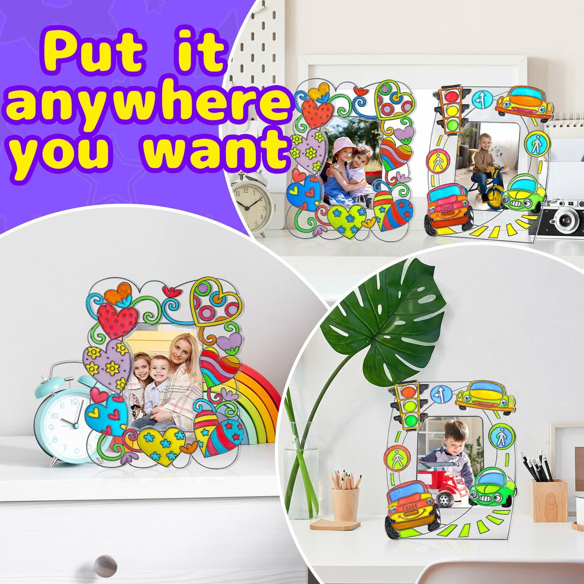 DoodleDoo DIY Acrylic Photo Frame Painting Craft Kit for Kids Ages 4-12