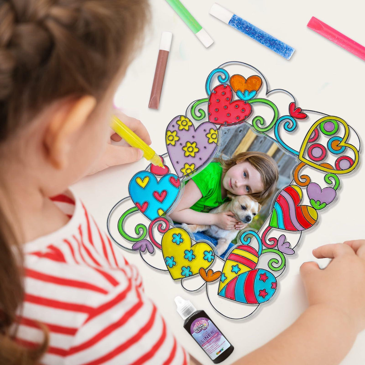 DoodleDoo DIY Acrylic Photo Frame Painting Craft Kit for Kids Ages 4-12