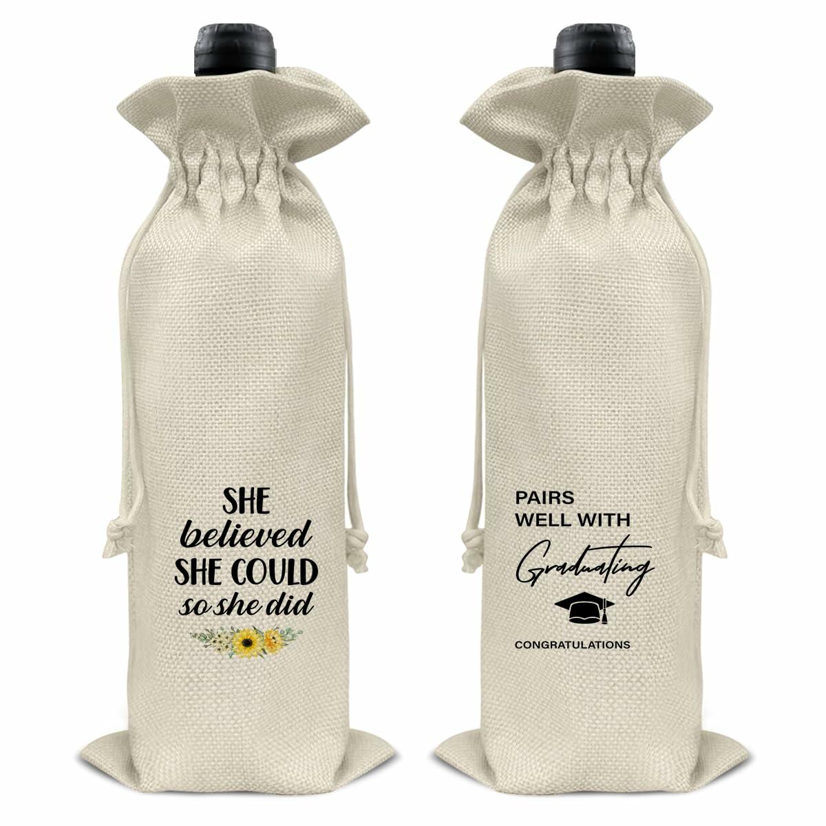 Graduation Wine Gift Bags for Women Daughter Sister Granddaughter 2 Pcs