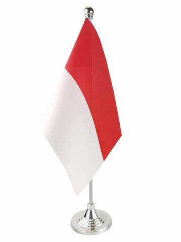 GentleGirl.USA Indonesia Mini Table Flag with Stand Small Stick Red White