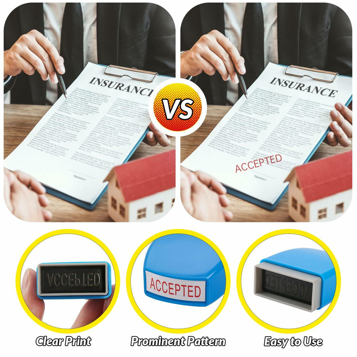 YIEMI Self-Inking Office Stamp Blue Red Ink Clear Crisp Impressions