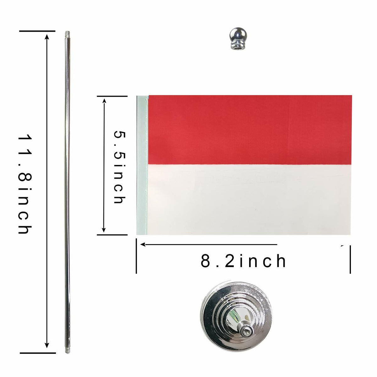 GentleGirl.USA Indonesia Mini Table Flag with Stand Small Stick Red White