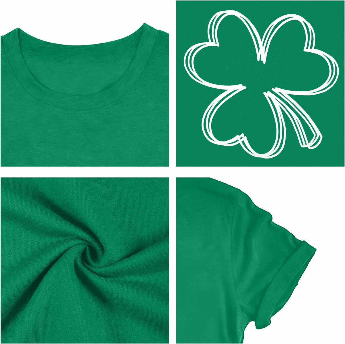 Plus Size St. Patrick's Day Lucky Shamrock Tee Shirt Women Green Size 2XL