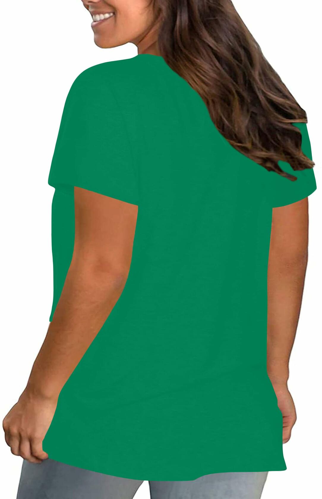 Plus Size St. Patrick's Day Lucky Shamrock Tee Shirt Women Green Size 2XL