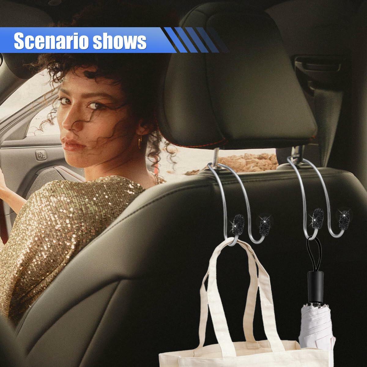LAINLOY 2PCS Pink Stainless Steel Car Headrest Hook Hangers Organizer