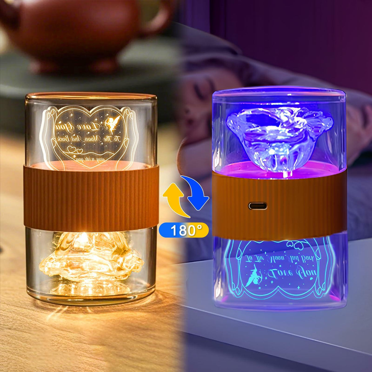 AO LI GEI Touch LED USB Rechargeable Bedside Lamp Warm Light Gold
