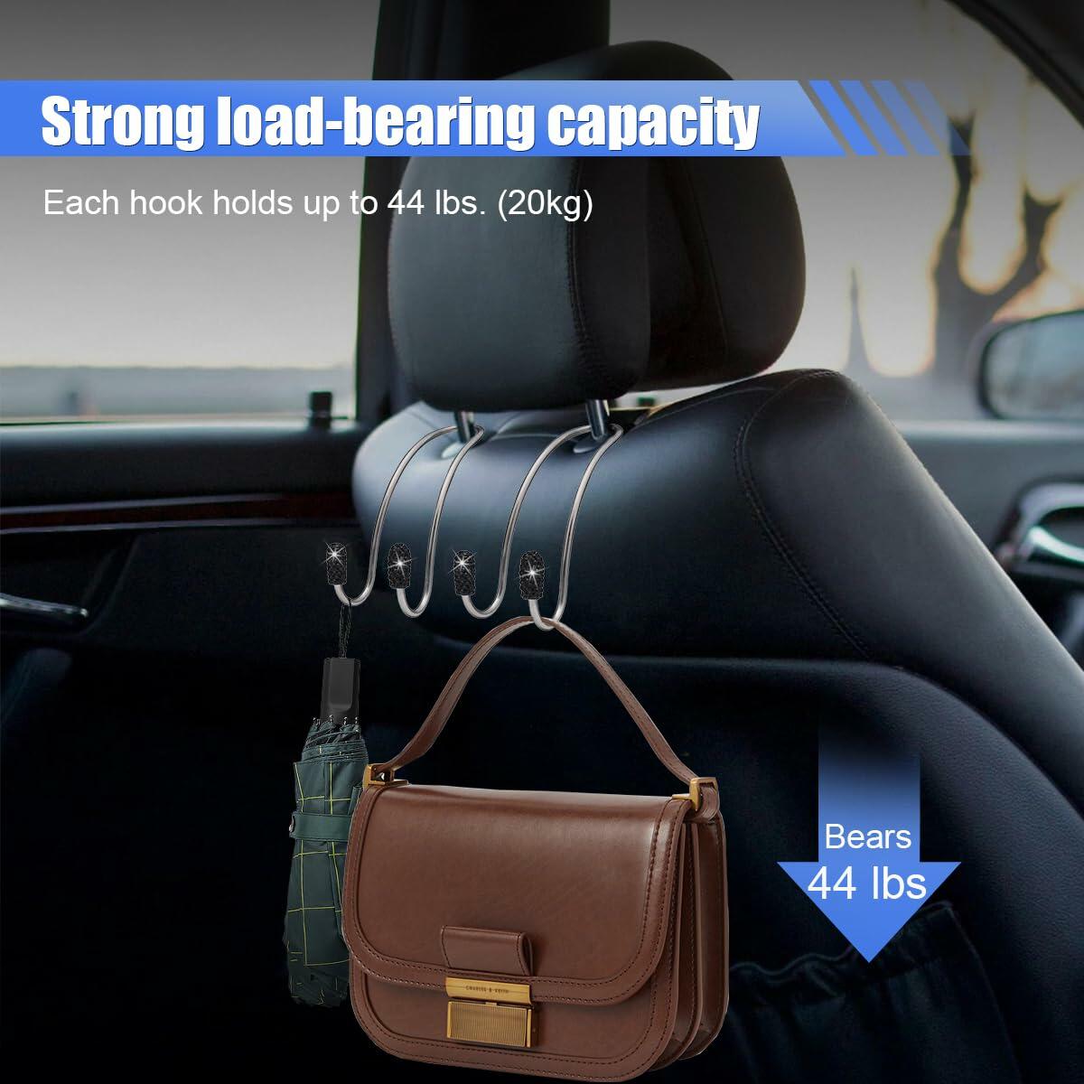 LAINLOY 2PCS Pink Stainless Steel Car Headrest Hook Hangers Organizer