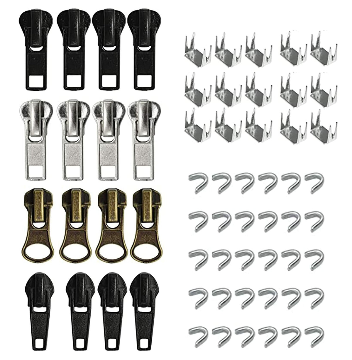 YAFIYGI 12PCS Zipper Replacement Kit Metal Plastic Nylon Coil Repair