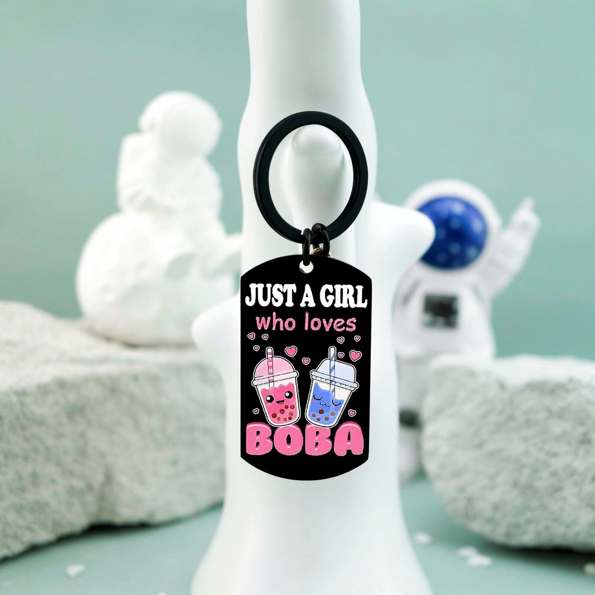 Crizaor Boba Tea Keychain Ornament Just a Girl Who Loves Boba 5"