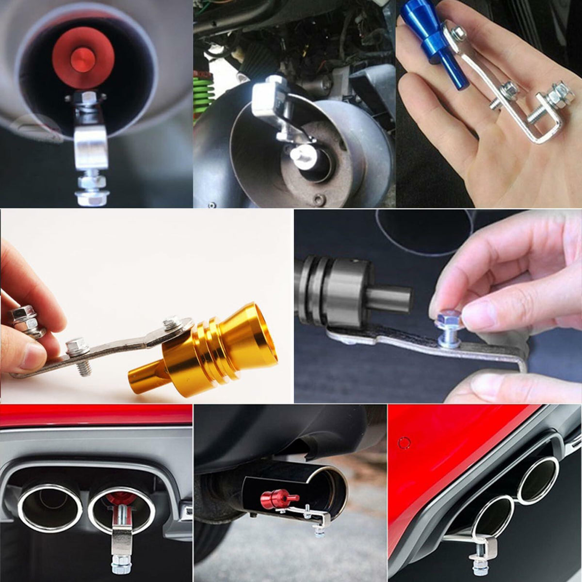 EOHMAK Turbo Sound Whistle Simulator Exhaust Muffler Pipe Red XL