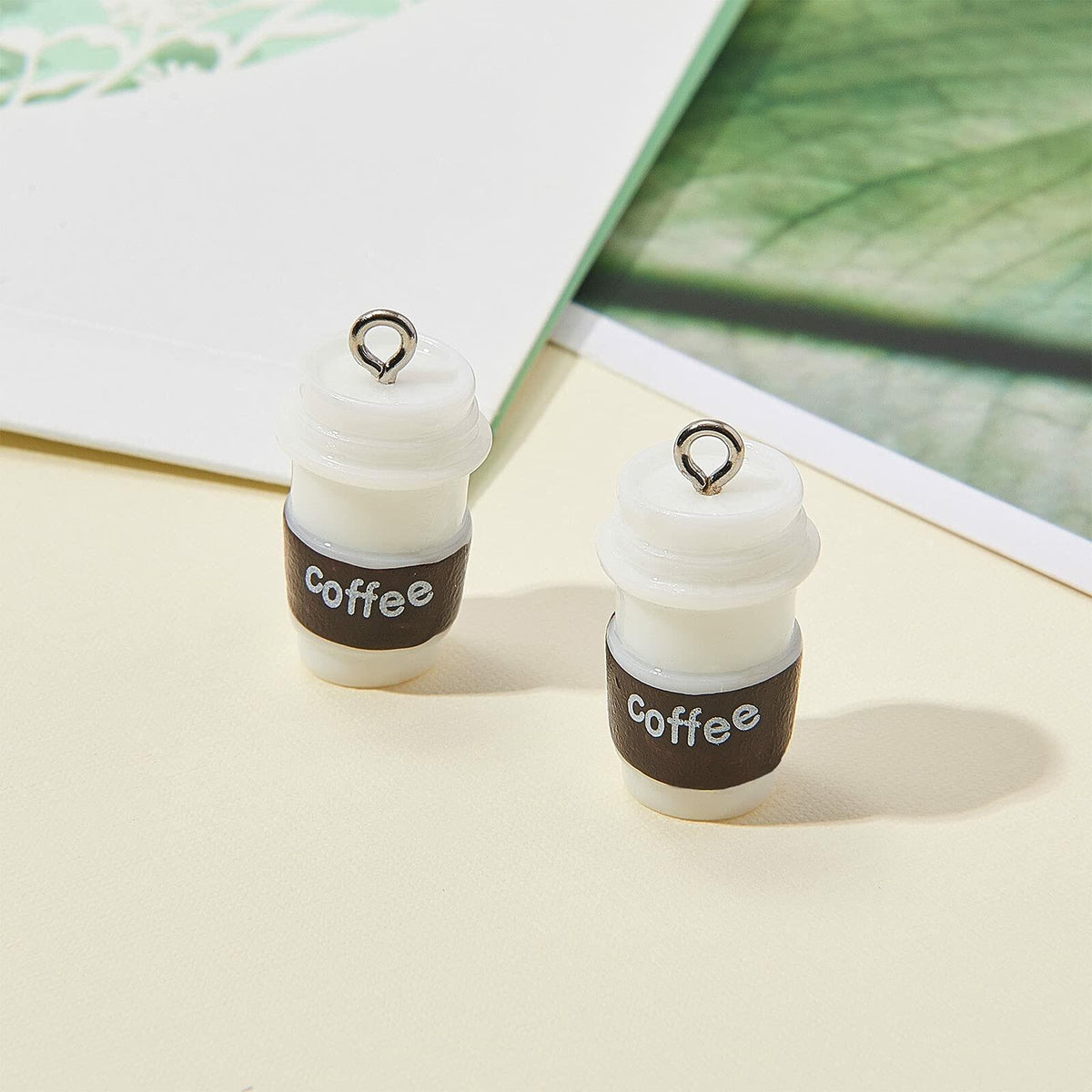 DanLingJewelry 20pcs Resin Coffee Cup Pendants with Loop for DIY Crafts