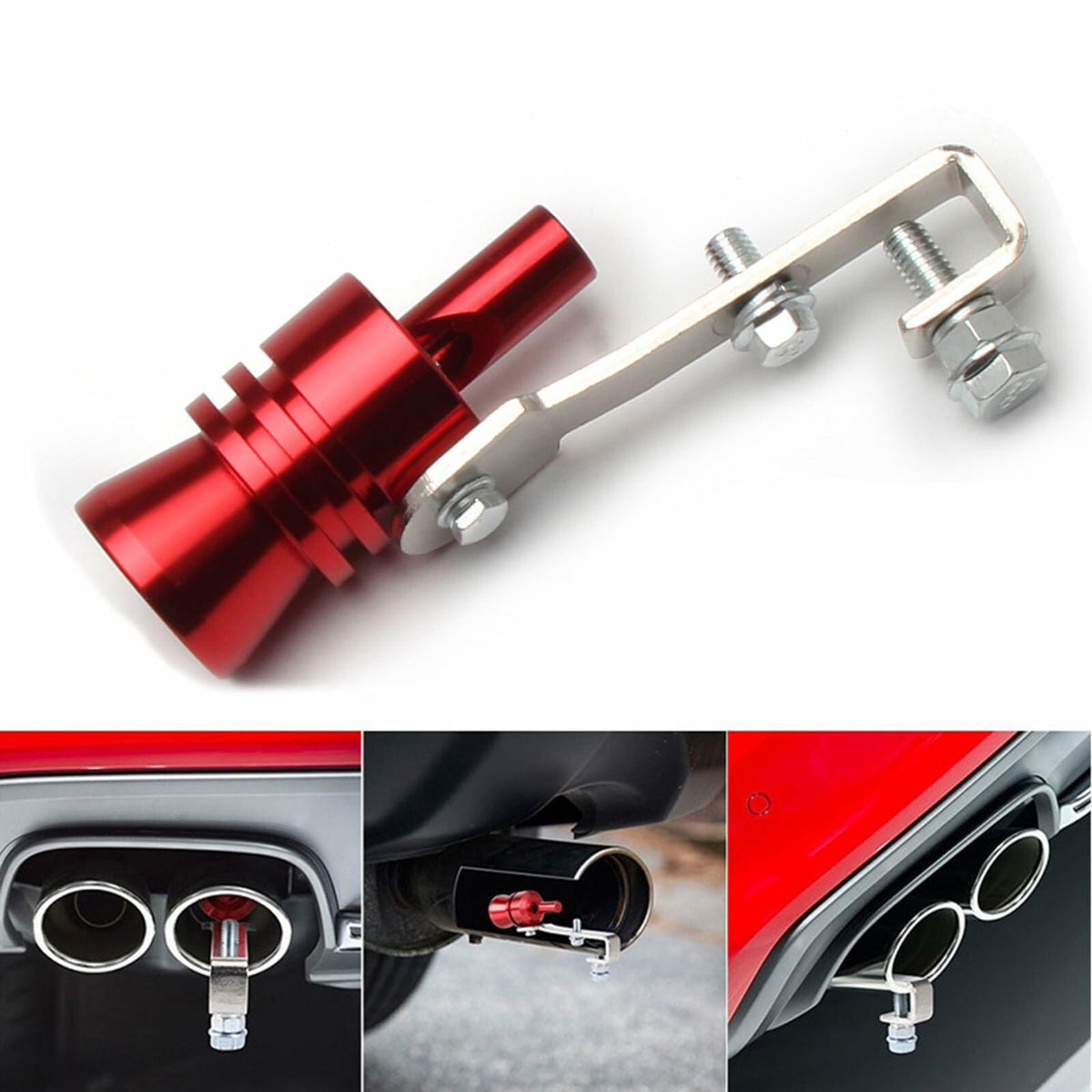 EOHMAK Turbo Sound Whistle Simulator Exhaust Muffler Pipe Red XL
