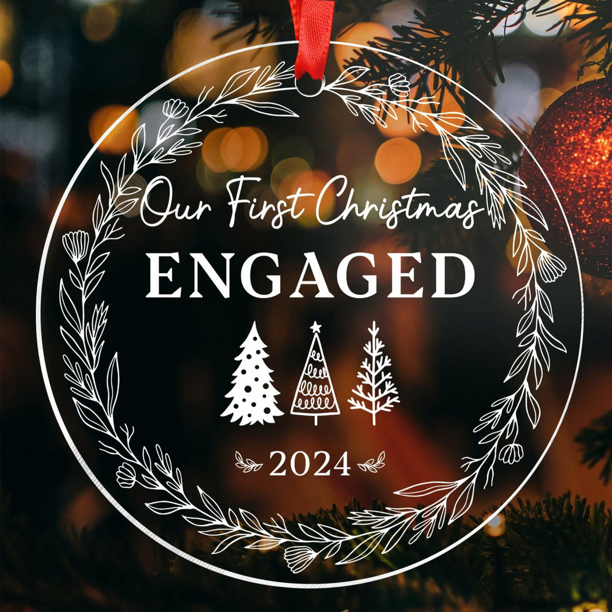 Our First Christmas Mr & Mrs 2024 Crystal Glass Ornament Wedding Gift
