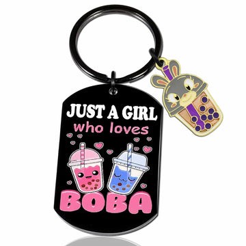 Crizaor Boba Tea Keychain Ornament Just a Girl Who Loves Boba 5"