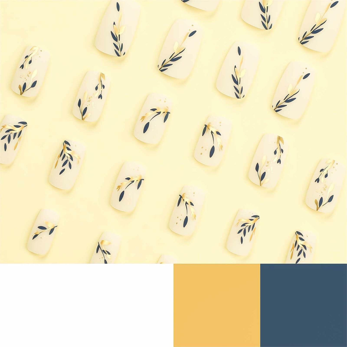 RUOKEXIN Acrylic Press On Nails Short Square Pink Gold Glitter 24Pcs