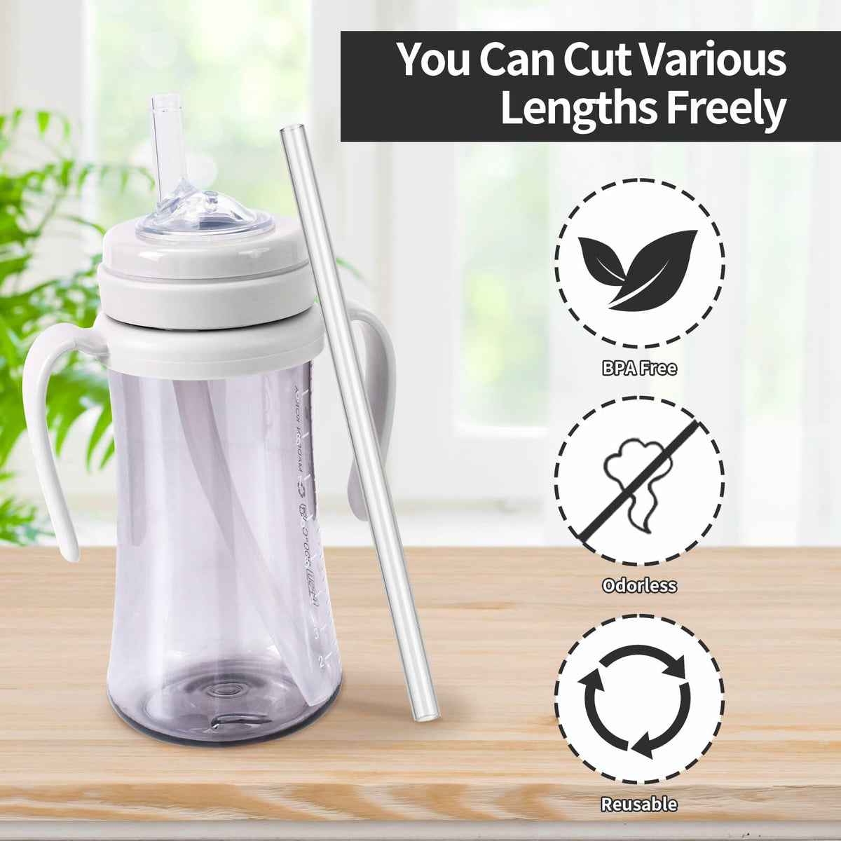 Grosmimi Replacement Straw 5-Pack with Cleaning Brush Clear Compatible