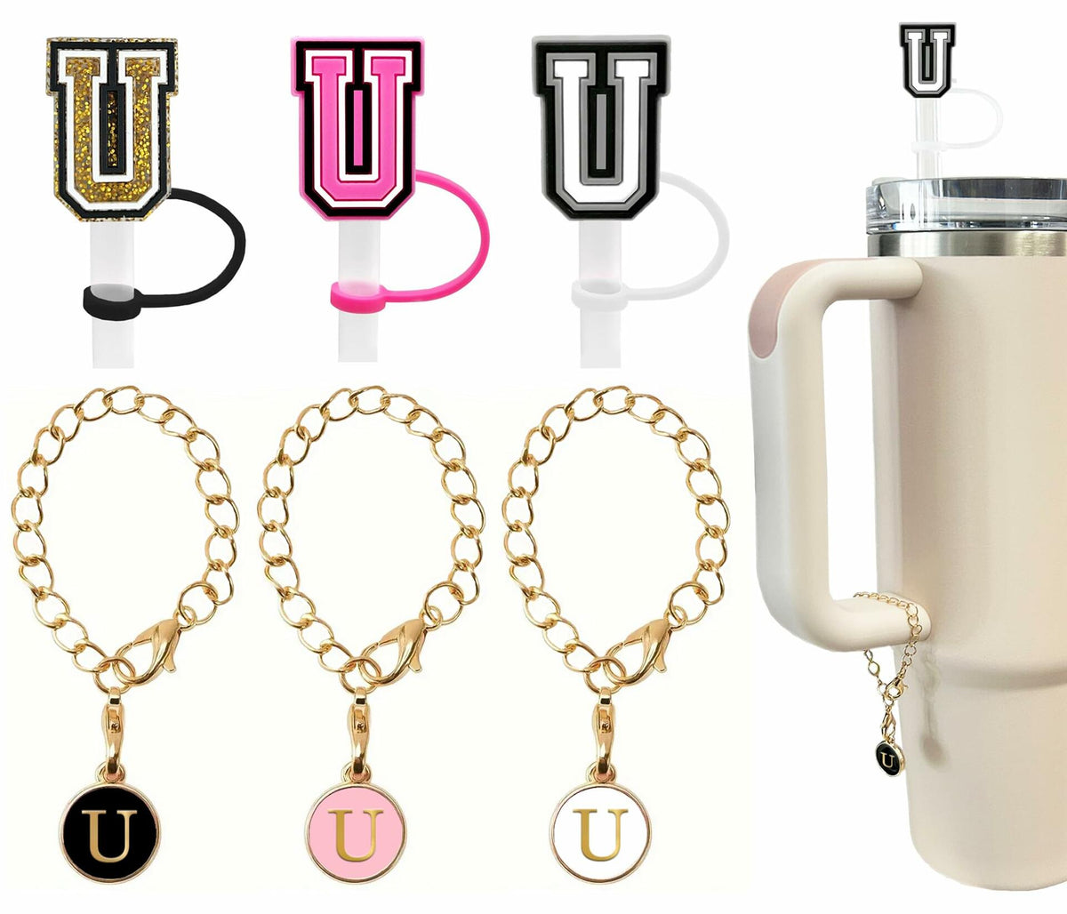 Nuozme 3PCS Straw Cover 10mm for Stanley 30&40oz Tumbler with Charms