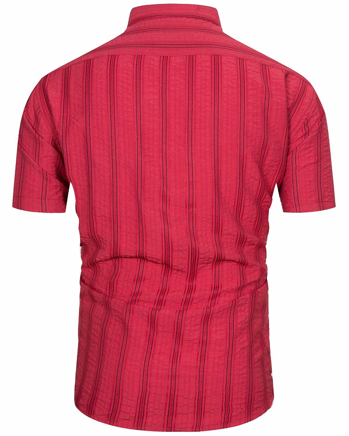 TUNEVUSE Mens Striped Hawaiian Button-Down Shirt Wine Size XL