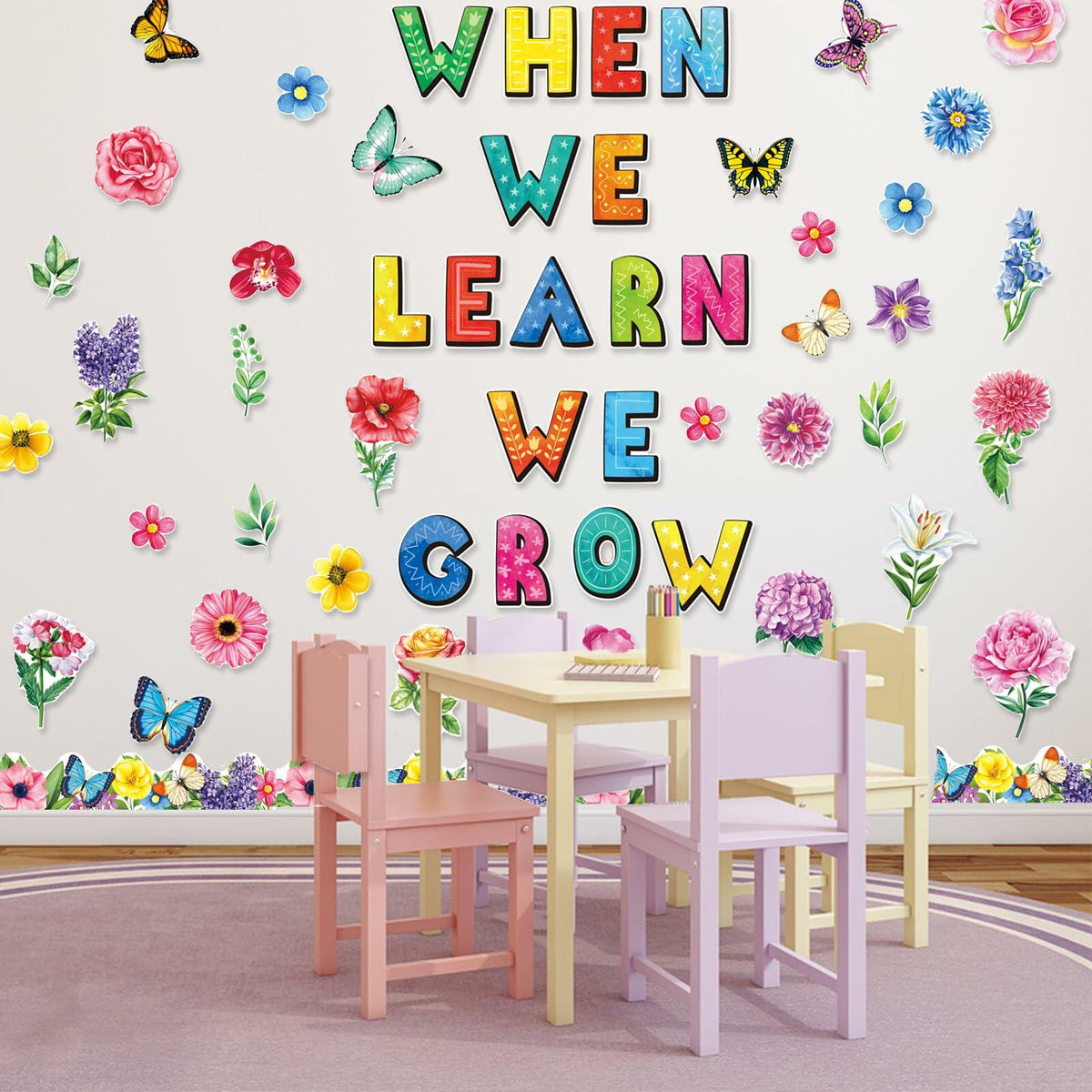 71pcs Classroom Spring Bulletin Board Floral Cutout Decorations