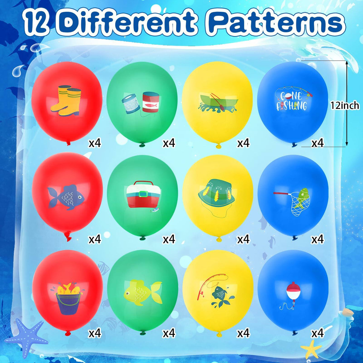 Hxezoc 48 Pcs Fish Bobber Balloons Latex Fishing Party Decorations