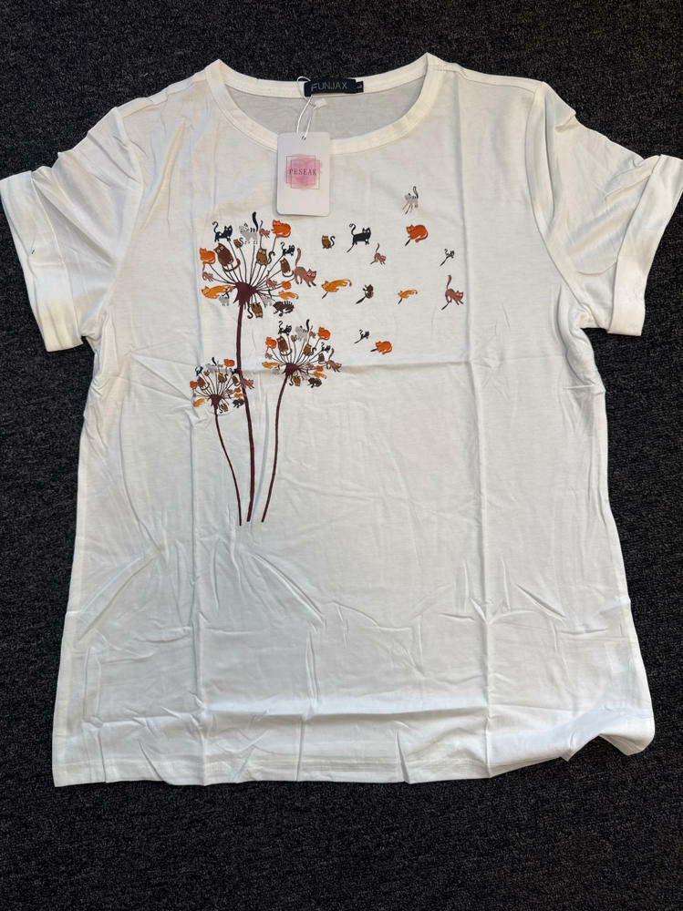 Inber Women's Boho Wildflowers Graphic Crewneck T-Shirt Size L